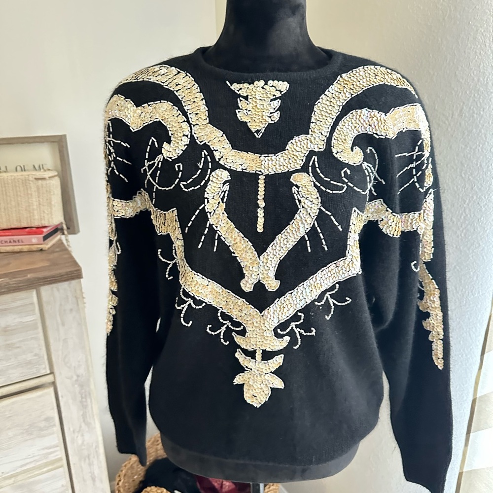 Vintage Gladys Bagley Sequin Sweater size L